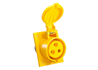 IEC 60309 (4h) PIN & SLEEVE PANEL MOUNT ANGLED RECEPTACLE OUTLET, 32 AMPERE 110-130 VOLT, 50/60HZ, SPLASHPROOF (IP44), 2 POLE-3 WIRE GROUNDING (2P+E), CEE 17, IEC 309, NYLON (POLYAMIDE BODY), OPERATING TEMP. = -25C TO +80C. 60mmX73mm C TO C MOUNTING. YELLOW. OVE APPROVED. 

<br><font color="yellow">Notes: </font> 
<br><font color="yellow">*</font> 999-1228-NS has internal wiring polarity orientation designed for use in countries outside of North America and therefore is only European approved. If point of use for this product is within North America use our 888 series pin and sleeve devices which meet approvals and polarity requirements for North America. <a href="https://internationalconfig.com/icc6.asp?item=888-1228-NS" style="text-decoration: none">888 Series Link</a>
<br><font color="yellow">*</font> Scroll down to view additional yellow IEC 60309 (4h) devices listed below in the related products or <BR>download the IEC 60309 Pin & Sleeve Brochure to view pin and sleeve devices.