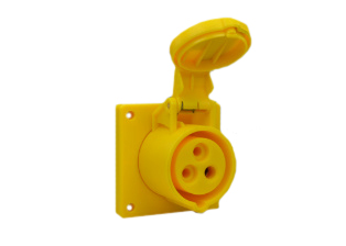 IEC 60309 (4h) PIN & SLEEVE PANEL MOUNT RECEPTACLE OUTLET, 32 AMPERE 110-130 VOLT, 50/60HZ, SPLASHPROOF (IP44), 2 POLE-3 WIRE GROUNDING (2P+E), CEE 17, IEC 309, NYLON (POLYAMIDE BODY), OPERATING TEMP. = -25C TO +80C. 60mmX60mm C TO C MOUNTING. YELLOW. OVE APPROVED.

<br><font color="yellow">Notes: </font> 
<br><font color="yellow">*</font> 999-13006-NS has internal wiring polarity orientation designed for use in countries outside of North America and therefore is only European approved. If point of use for this product is within North America use our 888 series pin and sleeve devices which meet approvals and polarity requirements for North America. <a href="https://internationalconfig.com/icc6.asp?item=888-13006-NS" style="text-decoration: none">888 Series Link</a>
<br><font color="yellow">*</font> Scroll down to view additional yellow IEC 60309 (4h) devices listed below in the related products or <BR>download the IEC 60309 Pin & Sleeve Brochure to view pin and sleeve devices.