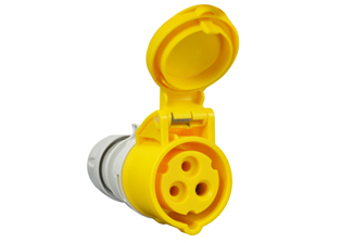 IEC 60309 (4h) PIN & SLEEVE CONNECTOR, 16 AMPERE 110-130 VOLT, 50/60 HZ, SPLASHPROOF (IP44), 2 POLE-3 WIRE GROUNDING (2P+E), CEE 17, IEC 309, COMPRESSION STRAIN RELIEF, NYLON (POLYAMIDE BODY), OPERATING TEMP. = -25C TO +80C. YELLOW. APPROVALS: OVE. CERTIFICATIONS: CE.

<br><font color="yellow">Notes: </font> 
<br><font color="yellow">*</font> 999-31000-NS has internal wiring polarity orientation designed for use in countries outside of North America and therefore is only European approved. If point of use for this product is within North America use our 888 series pin and sleeve devices which meet approvals and polarity requirements for North America. <a href="https://internationalconfig.com/icc6.asp?item=888-31000-NS" style="text-decoration: none">888 Series Link</a>
<br><font color="yellow">*</font> Scroll down to view additional yellow IEC 60309 (4h) devices listed below in the related products or <BR>download the IEC 60309 Pin & Sleeve Brochure to view pin and sleeve devices.