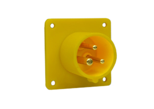IEC 60309 (4h) PIN & SLEEVE PANEL MOUNT FLANGED INLET, 16 AMPERE 110-130 VOLT, 50/60 HZ, SPLASHPROOF (IP44), 2 POLE-3 WIRE GROUNDING (2P+E), CEE 17, IEC 309, NYLON (POLYAMIDE BODY), OPERATING TEMP. = -25C TO +80C. 56mmX56mm C TO C MOUNTING. YELLOW. EUROPEAN OVE APPROVAL.

<br><font color="yellow">Notes: </font> 
<br><font color="yellow">*</font> 999-6134-NS has internal wiring polarity orientation designed for use in countries outside of North America and therefore is only European approved. If point of use for this product is within North America use our 888 series pin and sleeve devices which meet approvals and polarity requirements for North America. <a href="https://internationalconfig.com/icc6.asp?item=888-6134-NS" style="text-decoration: none">888 Series Link</a>
<br><font color="yellow">*</font> Scroll down to view additional yellow IEC 60309 (4h) devices listed below in the related products or <BR>download the IEC 60309 Pin & Sleeve Brochure to view pin and sleeve devices.
