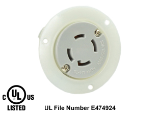 30 AMPERE-125/250 VOLT NEMA L14-30R FLANGED PANEL MOUNT POWER OUTLET, 3 POLE-4 WIRE GROUNDING (3P+E), IMPACT RESISTANT NYLON BODY, SPECIFICATION GRADE. WHITE.
<br><font color="yellow">Notes: </font>
<br><font color="yellow">*</font> Weatherproof / dust proof applications use #5205-WSC cover or #79485 cover.
<br><font color="yellow">*</font> Terminals accept 14AWG-8AWG. Max torque = 12 in. lbs. Temp. range = -40C to +75C.
 <br><font color="yellow">**</font> NEMA Panel Mount Outlets with same mounting design listed below.
<BR>**NEMA L1420 Locking Outlet Part #L1420-FO, (20A-125/250V). Accepts L1420-P Plug.
<BR>**NEMA L1430 Locking Outlet Part #L1430-FO, (30A-125/250V). Accepts L1430-P Plug.
<BR>**NEMA L1520 Locking Outlet Part #L1520-FO, (20A-250V), 3 Phase). Accepts L1520-P Plug. 
<BR>**NEMA L1530 Locking Outlet Part #L1530-FO, (30A-250V), 3 Phase). Accepts L1530-P Plug. 
<BR>**NEMA L1620 Locking Outlet Part #L1620-FO, (20A-480V), 3 Phase). Accepts L1620-P Plug. 
<BR>**NEMA L1630 Locking Outlet Part #L1630-FO, (30A-480V), 3 Phase). Accepts L1630-P Plug. 
<br><font color="yellow">View:</font> Optional panel mount design # <a href="https://internationalconfig.com/icc6.asp?item=L1430-R" style="text-decoration: none">L1430-R</a>.



<br><font color="yellow">View:</font> High Power NEMA Locking 20A- 30A (4 Pole / 5 Pole) Outlets & Inlets. <a href="https://www.internationalconfig.com/catalog_pages/flanged_inlets_flanged_outlets_guide.pdf" style="text-decoration: none">NEMA Flanged Outlets & Inlets Guide</a> 
 
<br><font color="yellow">*</font> Plugs, power cords, outlets, connectors, inlets are listed below in related products. Scroll down to view.
