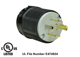 30 AMPERE-125/250 VOLT NEMA L14-30P LOCKING PLUG, SPECIFICATION GRADE, IMPACT RESISTANT NYLON BODY, CABLE DUST / MOISTURE SHIELD (IP20), 3 POLE-4 WIRE GROUNDING (3P+E). BLACK / GRAY. 

<br><font color="yellow">Notes: </font> 
<br><font color="yellow">*</font> Terminals accept 14/3, 12/3, 10/3 AWG size conductors.
<br><font color="yellow">*</font> Strain relief (cord grip range) = 0.375-1.156" dia.
<br><font color="yellow">*</font> Temp. range = -40C to +75C.
<br><font color="yellow">*</font> Power cords, plugs, connectors, outlets, inlets, receptacles, adapters are listed below in related products. Scroll down to view.
 