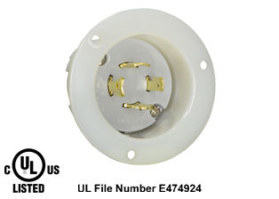20 AMPERE-250 VOLT, 3 PHASE (X,Y,Z,+G) NEMA L15-20P LOCKING FLANGED PANEL MOUNT POWER INLET, 3 POLE-4 WIRE GROUNDING (3P+E), IMPACT RESISTANT NYLON BODY, SPECIFICATION GRADE. WHITE.

<br><font color="yellow">Notes: </font>
<br><font color="yellow">*</font> Weatherproof / dust proof applications use #5202-WC cover or #79485 cover.
<br><font color="yellow">*</font> Terminals accept 14AWG-8AWG. Max torque = 12 in. lbs. Temp. range = -40C to +75C.
 <br><font color="yellow">**</font> NEMA Panel Mount Inlets with same mounting design listed below.
<BR>**NEMA L1420 Locking Inlet Part #L1420-FI, (20A-125/250V). Accepts L1420-C Connectors.
<BR>**NEMA L1430 Locking Inlet Part #L1430-FI, (30A-125/250V). Accepts L1430-C Connectors.
<BR>**NEMA L1520 Locking Inlet Part #L1520-FI, (20A-250V, 3 Phase). Accepts L1520-C Connectors.
<BR>**NEMA L1530 Locking Inlet Part #L1530-FI, (30A-250V, 3 Phase). Accepts L1530-C Connectors.
<BR>**NEMA L1620 Locking Inlet Part #L1620-FI, (20A-480V, 3 Phase). Accepts L1620-C Connectors.
<BR>**NEMA L1630 Locking Inlet Part #L1630-FI, (30A-480V, 3 Phase). Accepts L1630-C Connectors.

<br><font color="yellow">View:</font> Mating power connector # <a href="https://internationalconfig.com/icc6.asp?item=L1520-C" style="text-decoration: none">L1520-C</a>.

<br><font color="yellow">View:</font> High Power NEMA Locking 20A- 30A (4Pole / 5 Pole) Inlets & Outlets. <a href="https://www.internationalconfig.com/catalog_pages/flanged_inlets_flanged_outlets_guide.pdf" style="text-decoration: none">NEMA Flanged Outlets 
 & Inlets Guide</a> 
<br><font color="yellow">*</font> Plugs, power cords, outlets, connectors, inlets are listed below in related products. Scroll down to view.

