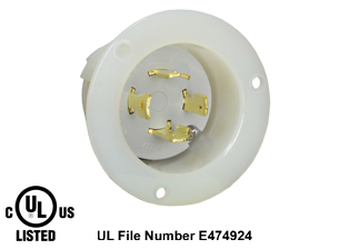 30 AMPERE-250 VOLT, 3 PHASE (X,Y,Z,+G) NEMA L15-30P LOCKING FLANGED PANEL MOUNT POWER INLET, 3 POLE-4 WIRE GROUNDING (3P+E), IMPACT RESISTANT NYLON BODY, SPECIFICATION GRADE. WHITE. 

<br><font color="yellow">Notes: </font>
<br><font color="yellow">*</font> Weatherproof / dust proof applications use #5202-WC cover or #79485 cover.
<br><font color="yellow">*</font> Terminals accept 14AWG-8AWG. Max torque = 12 in. lbs. Temp. range = -40C to +75C.
 <br><font color="yellow">**</font> NEMA Panel Mount Inlets with same mounting design listed below.
<BR>**NEMA L1420 Locking Inlet Part #L1420-FI, (20A-125/250V). Accepts L1420-C Connectors.
<BR>**NEMA L1430 Locking Inlet Part #L1430-FI, (30A-125/250V). Accepts L1430-C Connectors.
<BR>**NEMA L1520 Locking Inlet Part #L1520-FI, (20A-250V, 3 Phase). Accepts L1520-C Connectors.
<BR>**NEMA L1530 Locking Inlet Part #L1530-FI, (30A-250V, 3 Phase). Accepts L1530-C Connectors.
<BR>**NEMA L1620 Locking Inlet Part #L1620-FI, (20A-480V, 3 Phase). Accepts L1620-C Connectors.
<BR>**NEMA L1630 Locking Inlet Part #L1630-FI, (30A-480V, 3 Phase). Accepts L1630-C Connectors.

<br><font color="yellow">View:</font> Mating power connector # <a href="https://internationalconfig.com/icc6.asp?item=L1530-C" style="text-decoration: none">L1530-C</a>.

<br><font color="yellow">View:</font> High Power NEMA Locking 20A- 30A (4Pole / 5 Pole) Inlets & Outlets. <a href="https://www.internationalconfig.com/catalog_pages/flanged_inlets_flanged_outlets_guide.pdf" style="text-decoration: none">NEMA Flanged Outlets 
 & Inlets Guide</a> 
<br><font color="yellow">*</font> Plugs, power cords, outlets, connectors, inlets are listed below in related products. Scroll down to view.