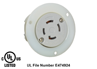30 AMPERE-250 VOLT, 3 PHASE (X,Y,Z,+G) NEMA L15-30R LOCKING FLANGED PANEL MOUNT POWER OUTLET, 3 POLE-4 WIRE GROUNDING (3P+E), IMPACT RESISTANT NYLON BODY, SPECIFICATION GRADE. WHITE.

<br><font color="yellow">Notes: </font>
<br><font color="yellow">*</font> Weatherproof / dust proof applications use #5205-WSC cover or #79485 cover.
<br><font color="yellow">*</font> Terminals accept 14AWG-8AWG. Max torque = 12 in. lbs. Temp. range = -40C to +75C.
 <br><font color="yellow">**</font> NEMA Panel Mount Outlets with same mounting design listed below.
<BR>**NEMA L1420 Locking Outlet Part #L1420-FO, (20A-125/250V). Accepts L1420-P Plug.
<BR>**NEMA L1430 Locking Outlet Part #L1430-FO, (30A-125/250V). Accepts L1430-P Plug.
<BR>**NEMA L1520 Locking Outlet Part #L1520-FO, (20A-250V), 3 Phase). Accepts L1520-P Plug. 
<BR>**NEMA L1530 Locking Outlet Part #L1530-FO, (30A-250V), 3 Phase). Accepts L1530-P Plug. 
<BR>**NEMA L1620 Locking Outlet Part #L1620-FO, (20A-480V), 3 Phase). Accepts L1620-P Plug. 
<BR>**NEMA L1630 Locking Outlet Part #L1630-FO, (30A-480V), 3 Phase). Accepts L1630-P Plug. 
<br><font color="yellow">View:</font> Optional panel mount design # <a href="https://internationalconfig.com/icc6.asp?item=L1530-R" style="text-decoration: none">L1530-R</a>.

<br><font color="yellow">View:</font> High Power NEMA Locking 20A- 30A (4 Pole / 5 Pole) Outlets & Inlets. <a href="https://www.internationalconfig.com/catalog_pages/flanged_inlets_flanged_outlets_guide.pdf" style="text-decoration: none">NEMA Flanged Outlets & Inlets Guide</a> 
 
<br><font color="yellow">*</font> Plugs, power cords, outlets, connectors, inlets are listed below in related products. Scroll down to view.
