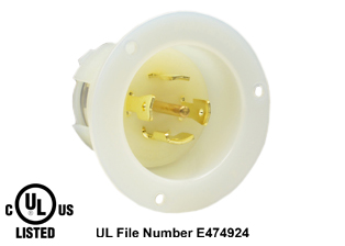 30 AMPERE-120/208 VOLT AC, 3 PHASE Y, (X, Y, Z, W, GR.), NEMA L21-30P LOCKING FLANGED INLET, IMPACT RESISTANT NYLON BODY, SPECIFICATION GRADE, 4 POLE-5 WIRE GROUNDING (4P+E), WHITE.   

<br><font color="yellow">Notes: </font> 
<br><font color="yellow">*</font> For weatherproof / dustproof panel mount applications use #5202-WC inlet cover.
<br><font color="yellow">*</font> Terminals accept 14AWG-8AWG. Max torque = 12 in. lbs.
<br><font color="yellow">*</font> Temp. range = -40C to +75C.
<br><font color="yellow">*</font> NEMA 15A, 20A, 30A (125V, 250V), IEC 60309 (20A, 30A, 60A, 125A) & European, Australian power inlets are listed below in related products. Scroll down to view.