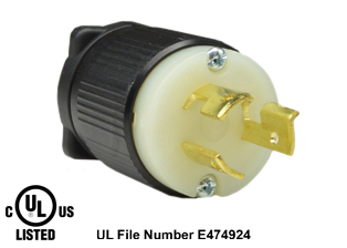 15 AMPERE-250 VOLT NEMA L6-15P LOCKING PLUG, IMPACT RESISTANT NYLON BODY, 2 POLE-3 WIRE GROUNDING (2P+E), SPECIFICATION GRADE. BLACK / WHITE. 

<br><font color="yellow">Notes: </font> 
<br><font color="yellow">*</font> Terminals accept 18/3, 16/3, 14/3, 12/3 AWG size conductors.
<br><font color="yellow">*</font> Strain relief (cord grip range) = 0.300-0.650" dia.
<br><font color="yellow">*</font> Temp. range = -40C to +75C.
<br><font color="yellow">*</font> For 15A, 20A, 30A, 125V, 250V rated NEMA locking devices = View Associated Products Chart #1.
<br><font color="yellow">*</font> Plugs, receptacles, outlets, power strips, connectors, inlets, power cords, weatherproof outlets, plug adapters are listed below in related products. Scroll down to view.
 