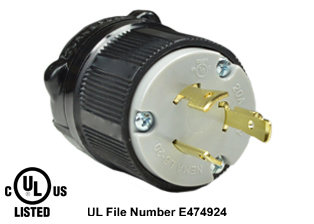 20 AMPERE-250 VOLT NEMA L6-20P LOCKING PLUG, SPECIFICATION GRADE, IMPACT RESISTANT NYLON BODY, CABLE DUST / MOISTURE SHIELD (IP20), 2 POLE-3 WIRE GROUNDING (2P+E). BLACK / GRAY. 

<br><font color="yellow">Notes: </font> 
<br><font color="yellow">*</font> Terminals accept 14/3, 12/3, 10/3 AWG size conductors.
<br><font color="yellow">*</font> Strain relief (cord grip range) = 0.375-1.156" dia.
<br><font color="yellow">*</font> Temp. range = -40C to +75C.
<br><font color="yellow">*</font> Scroll down to view related products.
<br><font color="yellow">*</font> Additional configurations = Visit <a href="https://www.internationalconfig.com/catalog_pages/flanged_inlets_flanged_outlets_guide.pdf" style="text-decoration: none"> NEMA Devices Bulletin</a>

