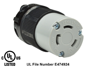 NEMA L6-30P 30A 250V 3-Prong Locking Male Plug with UL, C-UL Approval