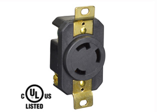 30 AMPERE-250 VOLT NEMA L6-30R LOCKING OUTLET (2P+E), BACK OR SIDE WIRED, 2 POLE-3 WIRE (2P+E) GROUNDING. BLACK. 
<br><font color="yellow">Approvals= C(UL)US (USA & Canada), PSE (Japan)</font>