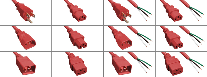 <font color="RED">RED POWER CORDS</font><BR>
Entire selection of Red power cords. "Scroll down to view".
<BR>
Configurations available:
<BR>
NEMA 5-15 Plug to C-13, C-15, C-19 and Versions with Stripped Unterminated Open Ends.
<BR>
IEC 60320 C-14 Plug to C-13, C-15, C-19  and Versions with Stripped Unterminated Open Ends.
<BR>
IEC 60320 C-20 Plug to C-13, C-19  and Versions with Stripped Unterminated Open Ends.
<BR>
IEC 60320 C-13, C-15, C-19 to Stripped Unterminated Open Ends.
<BR><BR>

<font color="YELLOW">*</font>Color Power Cord Options. Primary Color Choices:
<BR>
Link: <a href="https://internationalconfig.com/icc6.asp?item=Blue-Power-Cords" style="text-decoration: none">Blue Power Cords</a><BR>

Link: <a href="https://internationalconfig.com/icc6.asp?item=Green-Power-Cords" style="text-decoration: none; color: green">Green Power Cords</a><BR>

Link: <a href="https://internationalconfig.com/icc6.asp?item=Red-Power-Cords" style="text-decoration: none; color: red">Red Power Cords</a><BR>

Links: <a href="https://www.internationalconfig.com/cordhelp.asp#nema" style="text-decoration: none; color: white">Black USA NEMA Cords | <a href="https://www.internationalconfig.com/cordhelp.asp#iec_60320" style="text-decoration: none; color: white">Black IEC 60320 Cords</a> | <a href="https://www.internationalconfig.com/cordhelp.asp" style="text-decoration: none; color: white">Black Power Cord Selector</a>  <BR><BR>

<font color="YELLOW">**</font>Secondary Color Choices: <font color="YELLOW">Yellow</font>, <font color="WHITE">White</font>, <font color="GRAY">Gray</font>, <font color="PURPLE">Purple</font>, <font color="PINK">Pink</font>. Contact sales office for availability of these colors.