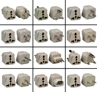 UNIVERSAL, EUROPEAN, INTERNATIONAL "MULTI-CONFIGURATION" ADAPTERS, POWER STRIPS, SOCKETS, OUTLETS.

<br><font color="yellow">Notes: </font> 
<br><font color="yellow">*</font> Add-on adapter #74900-SGA is required when "Multi-Configuration" products are used with European, German, French Schuko CEE 7/7 & CEE 7/4 plugs. Add-on adapter #74900-SGA provides the "Earth" grounding connection. Optional British plug adapters are #30140, 30140-BLK.
<br><font color="yellow">*</font> Scroll down to view Universal adapters or the complete range of "Country Specific" plug adapters.

