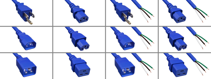 <font color="1A9CFC">BLUE POWER CORDS</font><BR>
Entire selection of Blue power cords. "Scroll down to view".
<BR>
Configurations available:
<BR>
NEMA 5-15 Plug to C-13, C-15, C-19 and Versions with Stripped Unterminated Open Ends.
<BR>
IEC 60320 C-14 Plug to C-13, C-15, C-19 and Versions with Stripped Unterminated Open Ends.
<BR>
IEC 60320 C-20 Plug to C-13, C-19 and Versions with Stripped Unterminated Open Ends.
<BR>
IEC 60320 C-13, C-15, C-19 to Stripped Unterminated Open Ends.
<BR><BR>
<font color="YELLOW">*</font>Color Power Cord Options. Primary Color Choices:
<BR>
Link: <a href="https://internationalconfig.com/icc6.asp?item=Blue-Power-Cords" style="text-decoration: none">Blue Power Cords</a><BR>
Link: <a href="https://internationalconfig.com/icc6.asp?item=Green-Power-Cords" style="text-decoration: none; color: green">Green Power Cords</a><BR>
Link: <a href="https://internationalconfig.com/icc6.asp?item=Red-Power-Cords" style="text-decoration: none; color: red">Red Power Cords</a><BR>
Links: <a href="https://www.internationalconfig.com/cordhelp.asp#nema" style="text-decoration: none; color: white">Black USA NEMA Cords | <a href="https://www.internationalconfig.com/cordhelp.asp#iec_60320" style="text-decoration: none; color: white">Black IEC 60320 Cords</a> | <a href="https://www.internationalconfig.com/cordhelp.asp" style="text-decoration: none; color: white">Black Power Cord Selector</a><BR><BR>
<font color="YELLOW">**</font>Secondary Color Choices: <font color="YELLOW">Yellow</font>, <font color="WHITE">White</font>, <font color="GRAY">Gray</font>, <font color="PURPLE">Purple</font>, <font color="PINK">Pink</font>. Contact sales office for availability of these colors.